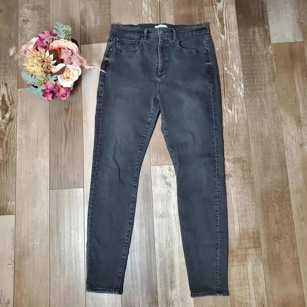 LOFT Black High Waist Slim Pockets Jeans Size 12 (Waist 31) NWOT